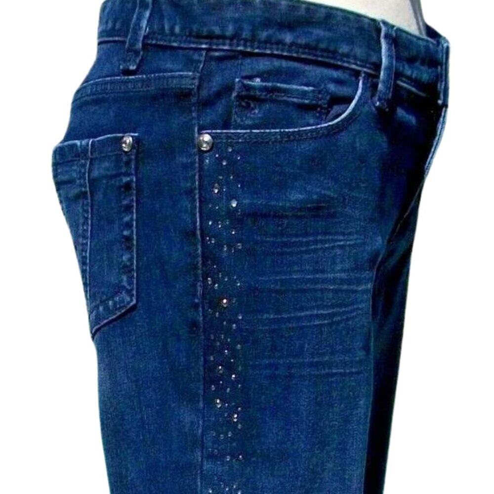 Cache Denim Rhinestone Embellished Jean Pant New Crop Straight Stretch NWT $98